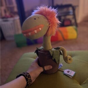 Jellycat Green Plush Plant with Orange Top and Brown Pot